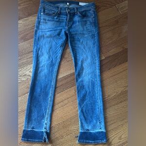 RAG & BONE Jeans Womens 29 Crop Lowrise Stretch Newquay Split Frayed Hem Y2K